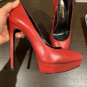 YSL Red Janis 105 platform pumps size 36